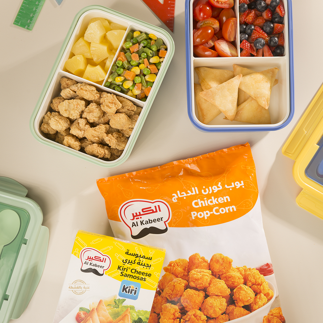 Chicken popcorn and Kiri cheese samosa lunch box!